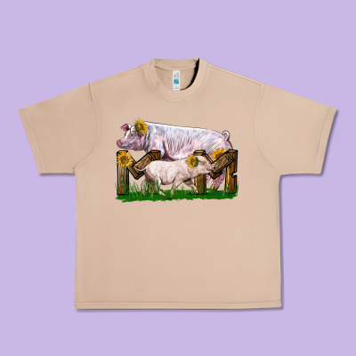 Mom With White Chester Pig And Baby Pig Urban Heavy Tee Designed By Lillyallendesigns