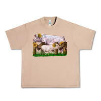 Burro Mom With White Chester Pig And Baby Pig Urban Heavy Tee - LillyAllenDesigns