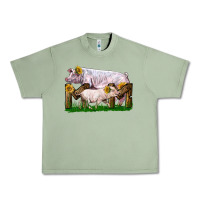 Oil Green Mom With White Chester Pig And Baby Pig Urban Heavy Tee - LillyAllenDesigns