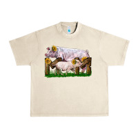 Sandshell Mom With White Chester Pig And Baby Pig Urban Heavy Tee - LillyAllenDesigns
