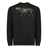 Black christmas black angus bull with christmas lights Heavyweight Sweatshirt - RanaPortraitStore