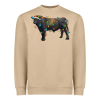 Christmas Black Angus Bull With Christmas Lights Heavyweight Sweatshirt | Teevron