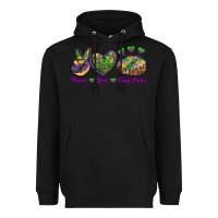 Black peace love mardi gras king cake Heavyweight Hoodie - RanaPortraitStore