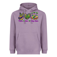 Lavender peace love mardi gras king cake Heavyweight Hoodie - RanaPortraitStore
