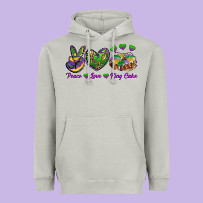 Peace Love Mardi Gras King Cake Heavyweight Hoodie Designed By Ranaportraitstore