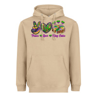 Mushroom peace love mardi gras king cake Heavyweight Hoodie - RanaPortraitStore