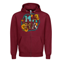 Burgundy sunflowers hexagon frame mama Zipper Hoodie - Jasminsmagicworld