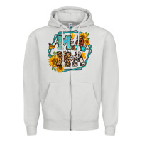 Dove Grey sunflowers hexagon frame mama Zipper Hoodie - Jasminsmagicworld