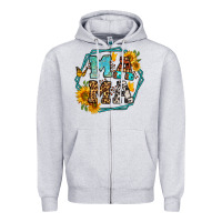 Heather Grey sunflowers hexagon frame mama Zipper Hoodie - Jasminsmagicworld