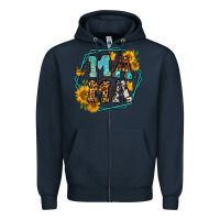 Navy sunflowers hexagon frame mama Zipper Hoodie - Jasminsmagicworld