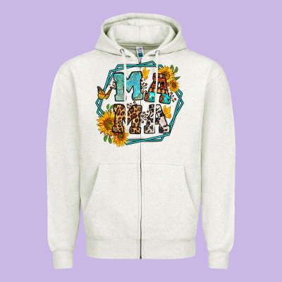 Sunflowers Hexagon Frame Mama Zipper Hoodie Designed By Jasminsmagicworld