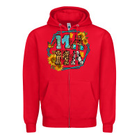 Red sunflowers hexagon frame mama Zipper Hoodie - Jasminsmagicworld