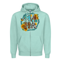 Seafoam sunflowers hexagon frame mama Zipper Hoodie - Jasminsmagicworld