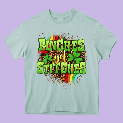 St. Patrick's Day Pinches Get Stitches Heavy Core Tee Designed By Oliviacreatesart