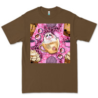 Cacao cat coffee cups and paw with leopard and glitter seamless pattern bbs Premium Tee - BundleAndBundleShop
