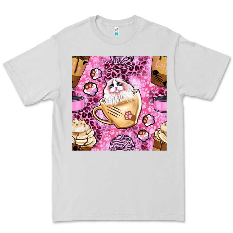 Cat Coffee Cups And Paw With Leopard And Glitter Seamless Pattern Bbs Premium Tee by BundleAndBundleShop | Teevron