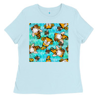 Baby Blue honey bee gnomes seamless pattern Ladies Tee - BundleAndBundleShop