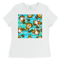 White honey bee gnomes seamless pattern Ladies Tee - BundleAndBundleShop
