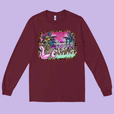 Hello Summer Long Sleeve Tee Designed By Sublimationcraftshop
