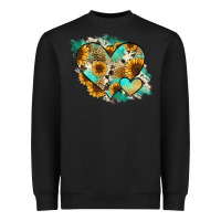 Black Leopard Sunflower Cowhide Glitter Heart Heavyweight Sweatshirt - Jasminsmagicworld