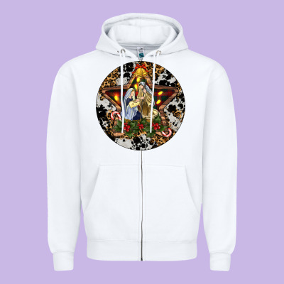 Oh Holy Night Christmas Zipper Hoodie Designed By Ranaportraitstore