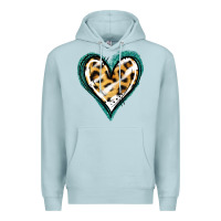Blue Mist Glitter Leopard Heart Premium Hoodie - Jasminsmagicworld