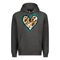 Charcoal Heather Glitter Leopard Heart Premium Hoodie - Jasminsmagicworld