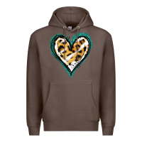 Coffee Glitter Leopard Heart Premium Hoodie - Jasminsmagicworld