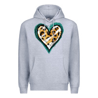 Heather Grey Glitter Leopard Heart Premium Hoodie - Jasminsmagicworld