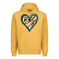 Mustard Glitter Leopard Heart Premium Hoodie - Jasminsmagicworld
