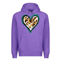 Purple Glitter Leopard Heart Premium Hoodie - Jasminsmagicworld