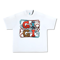 White Baseball gigi leopard frame Urban Heavy Tee - LillyAllenDesigns