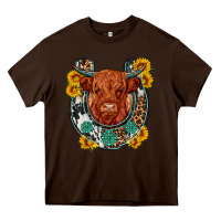 Chocolate Brown western leopard cowhide cow horseshoe Heavy Core Tee - OliviaCreatesArt