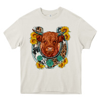 Cream western leopard cowhide cow horseshoe Heavy Core Tee - OliviaCreatesArt