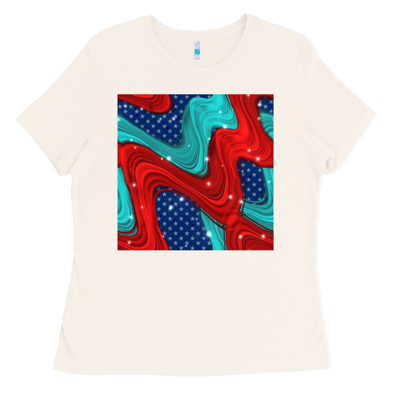 American Flag Stripes Seamless Pattern Ladies Tee by BundleAndBundleShop | Teevron