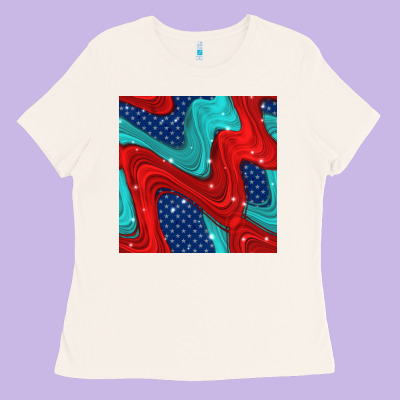 American Flag Stripes Seamless Pattern Ladies Tee Designed By Bundleandbundleshop