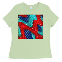 Matcha american flag stripes seamless pattern Ladies Tee - BundleAndBundleShop