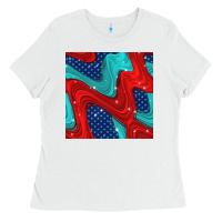 White american flag stripes seamless pattern Ladies Tee - BundleAndBundleShop
