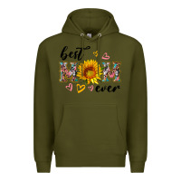 Army Green best mom ever with sunflower Premium Hoodie - Artiststas
