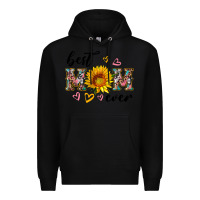 Black best mom ever with sunflower Premium Hoodie - Artiststas