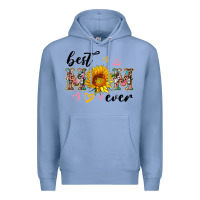 Colony Blue best mom ever with sunflower Premium Hoodie - Artiststas