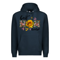 Navy best mom ever with sunflower Premium Hoodie - Artiststas
