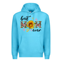 Ocean Blue best mom ever with sunflower Premium Hoodie - Artiststas
