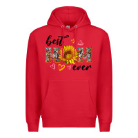 Red best mom ever with sunflower Premium Hoodie - Artiststas