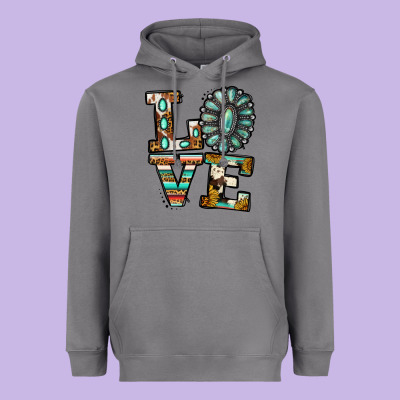 Turquoise Serape Love Heavyweight Hoodie Designed By Jasminsmagicworld