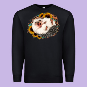 Happy Hedgehog Sunflower Leopard Premium Sweatshirt Designed By Jasminsmagicworld