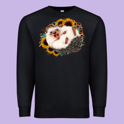 Happy Hedgehog Sunflower Leopard Premium Sweatshirt Designed By Jasminsmagicworld