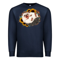 Navy happy hedgehog sunflower leopard Premium Sweatshirt - Jasminsmagicworld