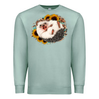 Seafoam happy hedgehog sunflower leopard Premium Sweatshirt - Jasminsmagicworld