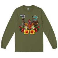 Army Green farm life rooster Long Sleeve Tee - SublimationCraftShop